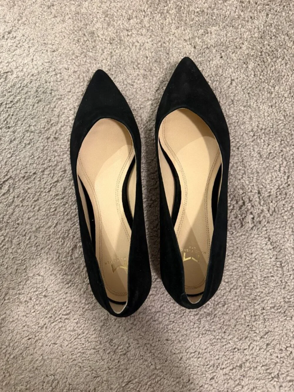 Marc Fisher Black Suede Pointed Toe Flats Women's Dress Shoes